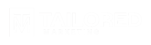 Tailored Marketing horizontal white logo