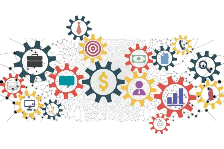 system of gears with marketing icons